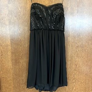 BCBG Paris Keira strapless sequin chiffon black dress - Size 0